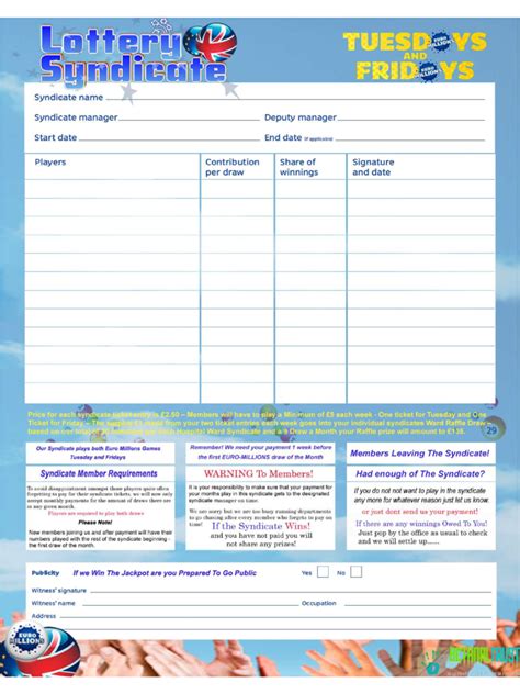 lottery syndicate form|Iba pa.